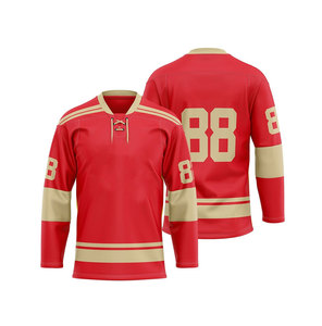 Camiseta de Hockey sobre Hielo Roja para Hombre con el Número 88, Manga Larga, Impresión Sublimada, Ropa Deportiva Transpirable de Poliéster - Product Image 4