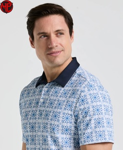 Chemise de golf décontractée pour homme, imprimée, à manches courtes, séchage rapide, respirante, en polyester et élasthanne tricoté, avec logo brodé, taille XS - Product Image 3