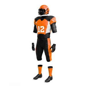 Uniforme de football américain unisexe à manches courtes imprimé 100% polyester, vêtements de sport personnalisables en gros, uniforme de football américain - Product Image 2