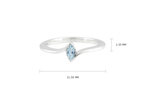 Bague solitaire en topaze bleue ciel taille marquise 5x2,5 mm, en argent sterling 925, finition polie, vente en gros de bijoux - Product Image 2