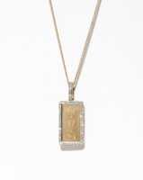 Pendentif rectangulaire gravable, breloques personnalisées avec initiales, bordure en diamant de laboratoire, luxe minimaliste, cadeau chrétien, pavé 14k/18k