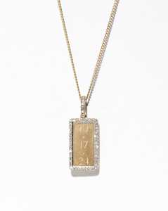 Pendentif rectangulaire gravable, breloques personnalisées avec initiales, bordure en diamant de laboratoire, pendentifs minimalistes de luxe en or massif 14k 18k - Product Image 1