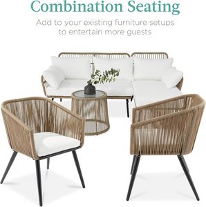 Set of 2 Patio <b>Dining</b> <b>Chairs</b>, Outdoor Seating for Backyard, Poolside, Balcony Woven Wicker Design <b>Dining</b> <b>Chair</b> - Product Image 6