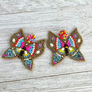 2026 Trending Embraided Seed Beaded Hoop Earring <b>Light</b> Handmade <b>Butterfly</b> Beadwork Dangle For Wedding Festive Jewelry Accessory - Product Image 1