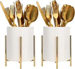 Decorative Finish Iron Cutlery Holder <b>For</b> Kitchen Counter Styling Offering Neat Utensil Storage And <b>Metal</b> Accent - Product Image 6