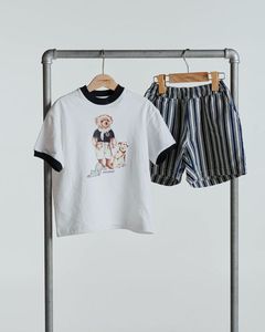 เสื้อยืดคอกลมผ้าฝ้าย100% สำหรับเด็กผู้หญิงเสื้อแขนสั้นคอสีฟ้าดีไซน์พิมพ์ลายการ์ตูนสำหรับเด็ก A005ดีไซน์ปัก - Product Image 3