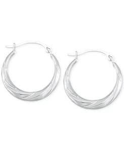 Pendientes de aro en oro blanco de 10k | Macy's - Product Image 1