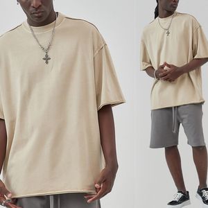 T-shirt en tricot à manches courtes surdimensionné, couleur personnalisée, col rond, coupe ample pour homme, 100% coton, écologique, respirant - Product Image 2