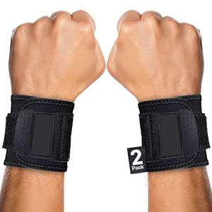 Paquete de 2 Soportes de Muñeca Premium de Nailon Negro Cómodos con Cierre de Gancho y Bucle para Levantamiento de Pesas y Entrenamiento de Fuerza con Doble Correa - Product Image 1