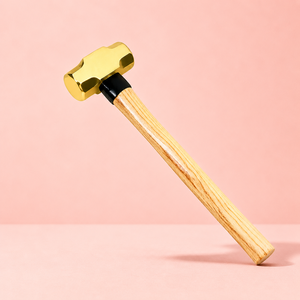 Maillet en laiton de 1, 2, 3, 4 et 6 livres avec manche en bois, tête métallique robuste pour atelier, construction, forgeage, réparation - Product Image 1