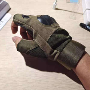 Gants de cyclisme en cuir de haute qualité pour l'été, demi-doigts, amortisseurs de chocs, pour vélo et sports de plein air, en cuir hautement élastique - Product Image 3