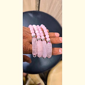 Pulseras de Cuarzo Rosa con Piedras Preciosas Naturales, Pulseras de Amor con Dijes, Joyería de Regalo Unisex, Tendencia de Moda Feng Shui - Product Image 1