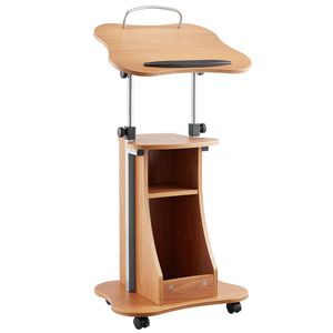Scrivania Portatile per Laptop da 43 Pollici con Ruote Bloccabili, Ampia Superficie di Lettura, Area di Stoccaggio Aperta, Supporto in Legno per Presentazioni - Product Image 6