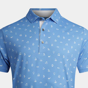 Logo de golf anti-humidité pour polos unisexes, vente en gros, vêtements de travail pour hommes, tissu tricoté à motif imprimé - Product Image 5