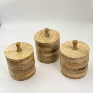 สินค้าขายดี กล่องเก็บของทรงกลมไม้เคลือบผิวธรรมชาติ ขนาดใหญ่ สำหรับเก็บกาแฟ น้ำตาล เครื่องเทศ แป้ง และของใช้ในครัว - Product Image 2