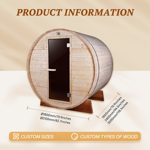Sauna extérieur en forme de baril à montage facile, cabane en <span class=keywords><strong>bois</strong></span> préfabriquée, espace de repos modulaire pour jardin avec porte en verre trempé, en stock, prêt à être expédié - Product Image 3