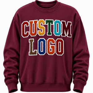 Sweat-shirt à col rond personnalisé avec logo pour homme, coupe classique, en molleton, pull-over décontracté d'automne, tricoté, avec strass sur le devant, 100% coton, sans nickel - Product Image 1