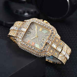 Reloj de Lujo con Corte Redondo de Calidad Premium, Esfera Azul en Oro Blanco, Personalizado con Diamantes Moissanite Estilo Hip Hop - Product Image 5