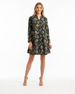 Robe midi à manches longues et col en V à imprimé floral pour les fêtes et les occasions décontractées - Product Image 4