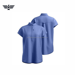 Blusas Médicas de Cuello Mandarín para Mujer - Camisetas Quirúrgicas de Tela Tejida Spandex/Poliéster con 3 Bolsillos, Suaves, Elásticas y de Corte Holgado - Product Image 1