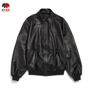 แจ็คเก็ตหนังผ้าเนื้อนุ่มสบาย ซิปปิดแบบสั่งทำพิเศษ พร้อมโลโก้สั่งทำพิเศษ ปกเสื้อพับได้ ยี่ห้อ Ryan Pro Gear - Product Image 3