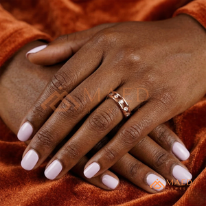 Rose Gold Plated Lab Grown Diamond <b>Open</b> Band <b>Ring</b> for Women Bezel Set Round Stackable Wedding Band Minimal USA Style - Product Image 4