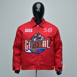 Global Ropes Embroidered Bomber <b>Jackets</b> for <b>Men</b> Red Zipper Front Patch Design Streetwear Autumn Wear with Customized Logo <b>Jacket</b> - Product Image 1