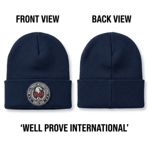 Bonnet ajustable personnalisé avec logo en strass, en tricot acrylique premium 300 GSM, bleu roi, pour l'hiver, style décontracté, motif diamant - Product Image 3