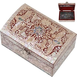 Handcrafted Classic Carved Rosewood Jewelry Box Single Tier Mughal Floral Design Living <b>Room</b> Storage Wall Mounted 50ml Capacity - Product Image 3
