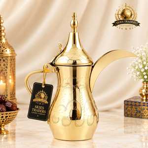 Cafetera Árabe de Plata Grabada a Mano de Lujo, Tetera Tradicional Dallah de Acero Inoxidable, Servidor de Hotel para el Medio Oriente, Venta al por Mayor - Product Image 2