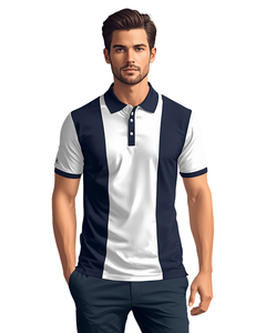 Chemise décontractée pour homme à motif géométrique, anti-plis, à manches courtes, en tissu tricoté polyester/coton, impression numérique - Product Image 2