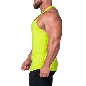 Men's <b>Neon</b> Green Knitted Tank <b>Top</b> O-Neck Solid Color Quick Dry Casual Wear - Product Image 2