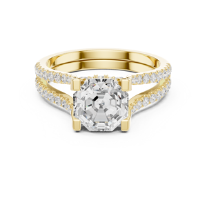 Anillo de Compromiso y Boda Clásico de Oro Sólido de 14k con Certificado IGI, Diamante Cultivado en Laboratorio de 1.50 CT, Corte Octogonal, E VS1, para Mujer - Product Image 1
