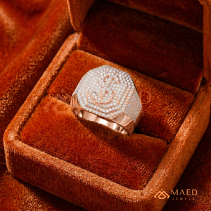 Mens Rose Gold Tone Moissanite Letter <b>Ring</b> Luxury Hip Hop <b>Statement</b> <b>Ring</b> Fashion Jewelry for Men - Product Image 5