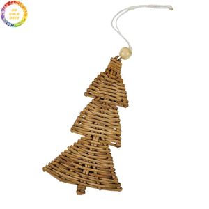 Ornement suspendu en rotin fait main en forme d'étoile, décoration rustique pour arbre de Noël, artisanat naturel tressé - Product Image 4