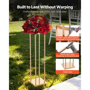 Lot de 10 supports floraux cylindriques en métal stratifié de 31,5 pouces pour mariage, présentoir floral cubique, ensemble de décoration de fête - Product Image 3