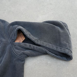 Fabricant de sweats à capuche personnalisés 500 GSM unisexe, coupe ample, broderie vintage, effet délavé - Product Image 3