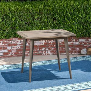 Tavolo Quadrato da Esterno in Legno di Acacia con Gambe Diritte Colore Grigio - Product Image 5