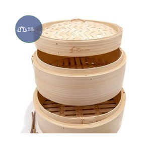 MÁS VENDIDO Vaporera Ecológica de Bambú de 2 Capas con Tapa de Vidrio Integrada - Product Image 1