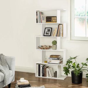 Estantería de Madera Extensible de 5 Niveles, Elegante Estante de Almacenamiento para el Hogar u Oficina, Color Blanco - Product Image 1