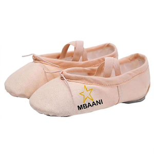 Zapatos de ballet suaves MBAANI para mujer, calzado plano de lona para entrenamiento de baile con correas elásticas y suela de goma - Product Image 3
