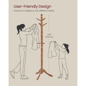 Appendiabiti da terra in legno massello con 10 ganci per cappelli, ideale per ingresso o corridoio - Product Image 4
