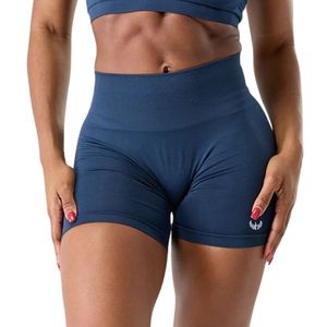 Shorts de sport pour femmes, bleu marine, taille mi-haute, extensibles, compressifs, pour l'entraînement, le fitness, les activités sportives, vêtements de sport confortables - Product Image 1