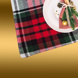 Premium Christmas Red White Checkered Plaid <b>Rectangle</b> Eco-Friendly <b>Placemat</b> 100% Cotton Dining Table Mat Soft Washable Reusable - Product Image 4