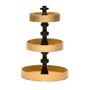 Support à gâteau en métal à deux niveaux de qualité supérieure avec bordure dorée et poignée ornée, design multi-niveaux pour une présentation élégante, décoration pour la maison et l'hôtel - Product Image 3