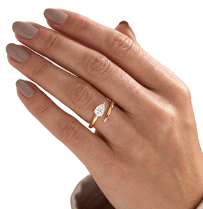 Waterdrop Art Deco Diamond Adjustable <b>Ring</b> Minimalist <b>Open</b> Band Engagement <b>Ring</b> Pear Cut Lab Created Diamond <b>Ring</b> 18K Solid Gold - Product Image 5