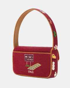 Bolso de mano con patrón de lazo rosa y bordado de cuentas, con solapa blanca y asa superior, para mujer, ideal para fiestas y eventos, hecho a mano - Product Image 2