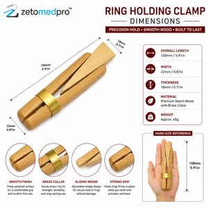 Ring Holding Clamp 5.91in Brown <b>Wooden</b> Sliding <b>Wedge</b> Engraving Tool for Jewelry Making Gemstone Cutting ZETOMED ZM-J-356 - Product Image 3