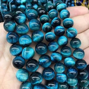 ลูกปัดพลอยไทเกอร์อายสีฟ้าธรรมชาติ AA ขนาด 8 มม. ทรงกลม ยี่ห้อ FE (สีไทเกอร์อายธรรมชาติ) สำหรับทำเครื่องประดับ - Product Image 1