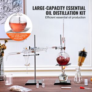 Kit di Distillazione per Oli Essenziali 500ml, Evaporatore Rotante da Laboratorio 3.3 Boro, Vetreria da Laboratorio, Lampada ad Alcool Inclusa - Product Image 2